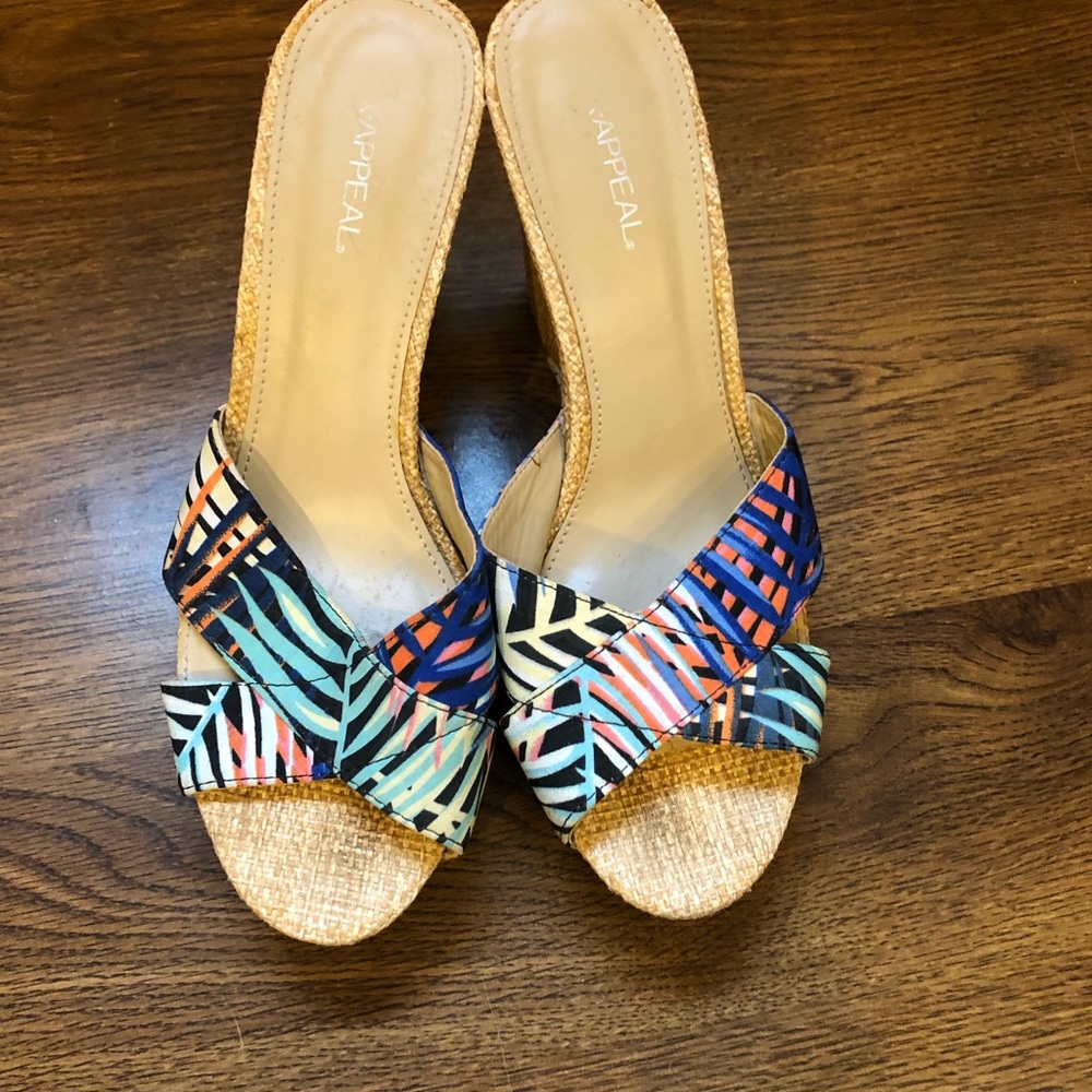 Multi color wedge sandals